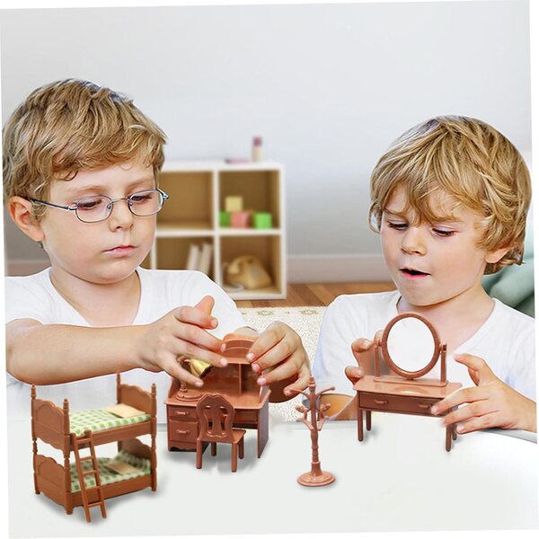 Set mobili per casa delle bambole in stile retrò cinese, camera da letto miniatura in plastica sicura