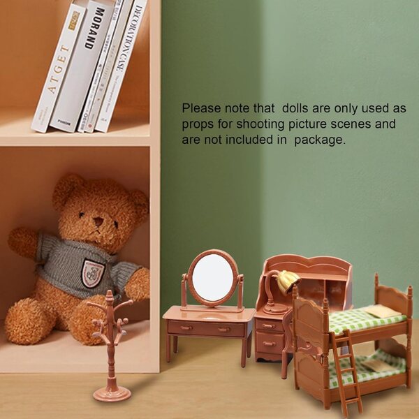 Set mobili per casa delle bambole in stile retrò cinese, camera da letto miniatura in plastica sicura