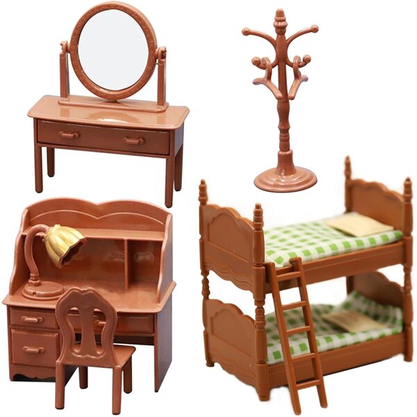 Set mobili per casa delle bambole in stile retrò cinese, camera da letto miniatura in plastica sicura