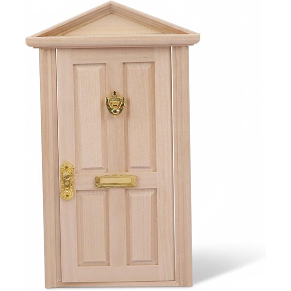 1:12 Puppenhaustüren aus Holz mit Klopfer, Griff und goldenem Briefkasten