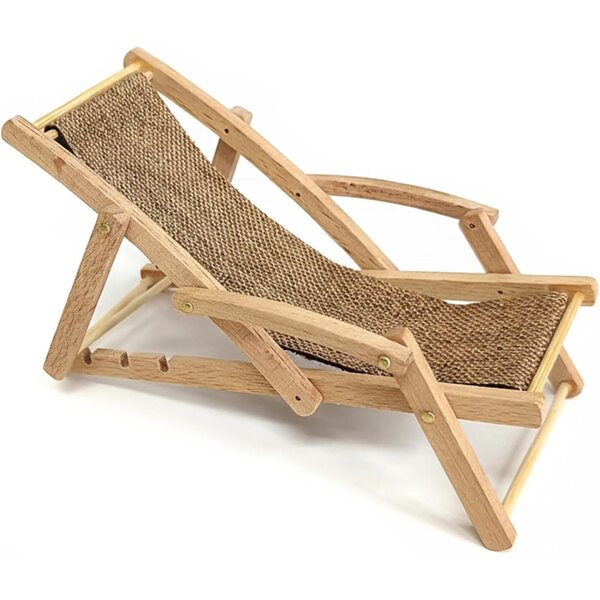 Handgefertigter Miniatur-Holzstuhl, klappbar, Puppenhausmöbel, Mini-Liegestuhl, 15 cm