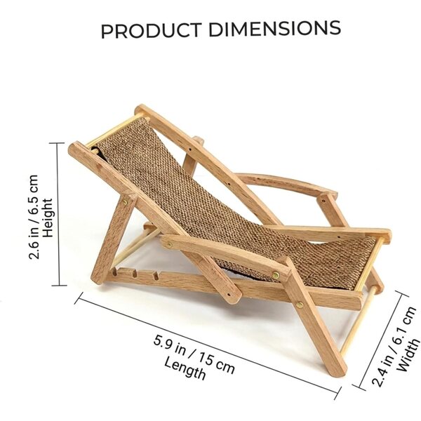 Handgefertigter Miniatur-Holzstuhl, klappbar, Puppenhausmöbel, Mini-Liegestuhl, 15 cm