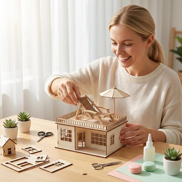 Handgefertigter Miniatur-Holzstuhl, klappbar, Puppenhausmöbel, Mini-Liegestuhl, 15 cm