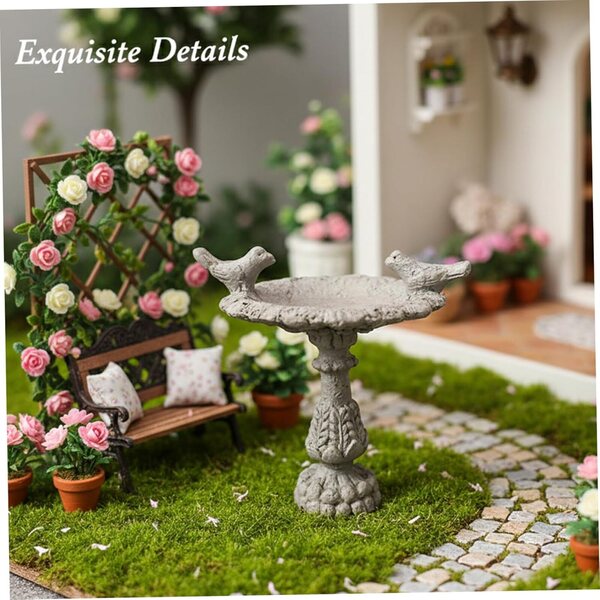 Miniatur-Vogeltränke im Maßstab 1:12 mit Vintage-Look und realistischen Details für den Garten