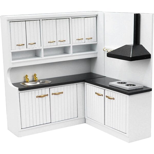 Set Mini Cucina 2 Pezzi in Legno per Casa delle Bambole Scala 1:12