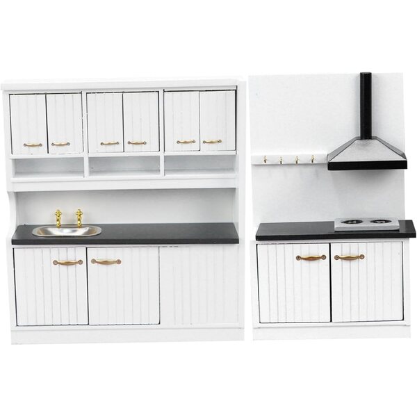 Set Mini Cucina 2 Pezzi in Legno per Casa delle Bambole Scala 1:12