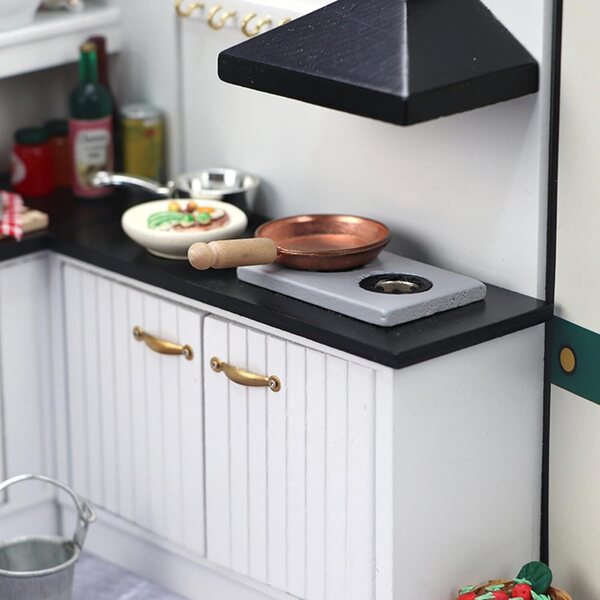 Set Mini Cucina 2 Pezzi in Legno per Casa delle Bambole Scala 1:12
