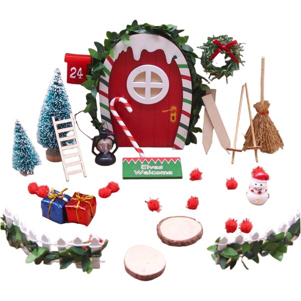Set Miniature Natale per Case delle Bambole con Albero, Pupazzo e Decorazioni Festive