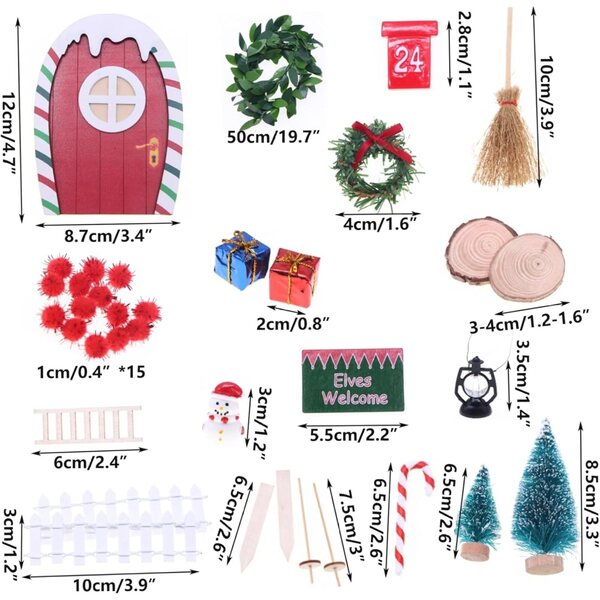 Set Miniature Natale per Case delle Bambole con Albero, Pupazzo e Decorazioni Festive