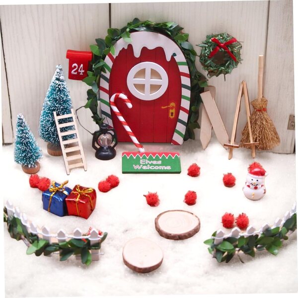 Set Miniature Natale per Case delle Bambole con Albero, Pupazzo e Decorazioni Festive