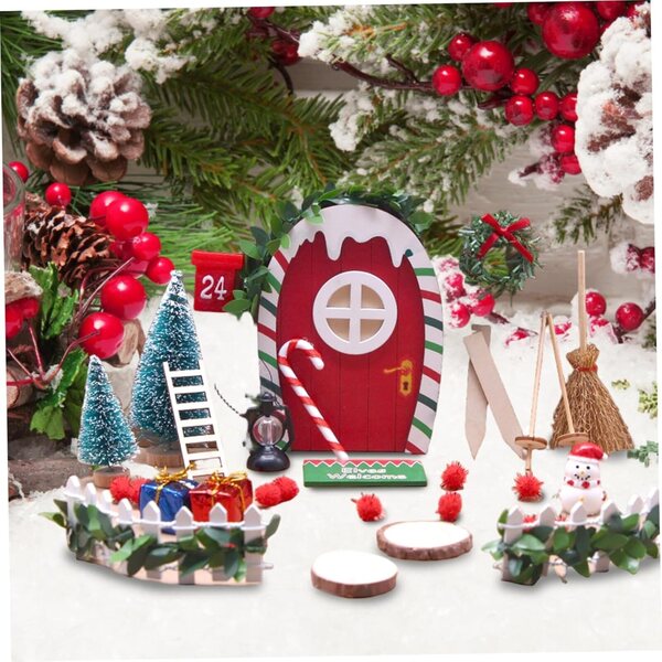 Set Miniature Natale per Case delle Bambole con Albero, Pupazzo e Decorazioni Festive