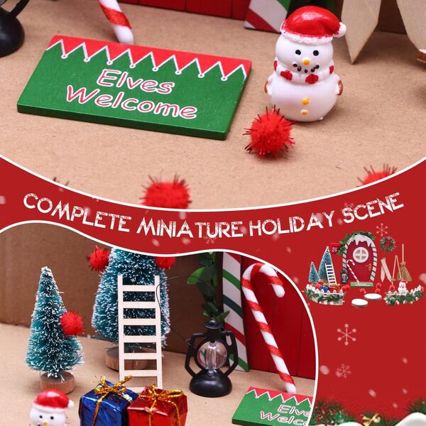 Set Miniature Natale per Case delle Bambole con Albero, Pupazzo e Decorazioni Festive