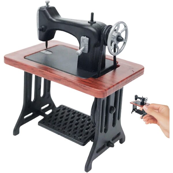 Miniatur-Nähmaschine 1:24 Vintage in Rot für Puppenhausmöbel