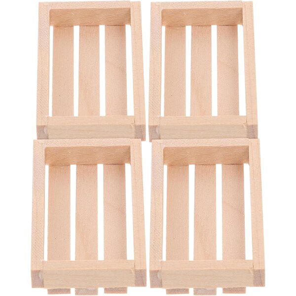 Mini Ceste in Legno Khaki Set 4 per casa delle bambole e Decorazioni Miniature