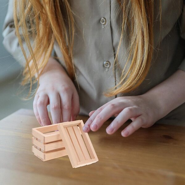 Mini Ceste in Legno Khaki Set 4 per casa delle bambole e Decorazioni Miniature
