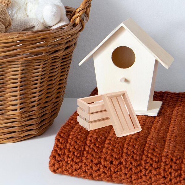 Mini Ceste in Legno Khaki Set 4 per casa delle bambole e Decorazioni Miniature