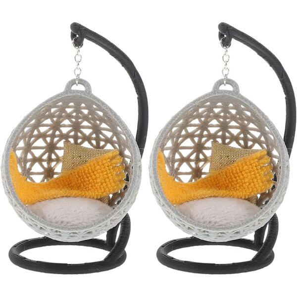 Ibasenice Miniatura casa delle bambole Schaukelstuhl Set - 2 pezzi decorativi in plastica e stoffa