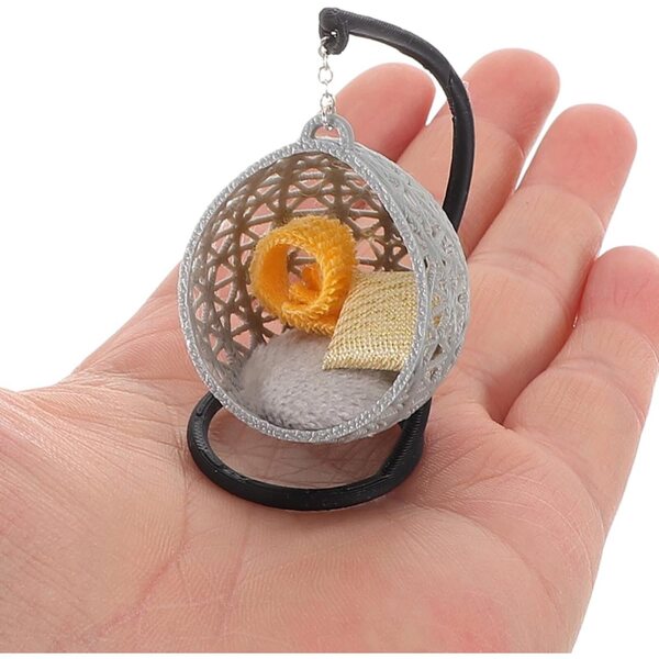 Ibasenice Miniatura casa delle bambole Schaukelstuhl Set - 2 pezzi decorativi in plastica e stoffa