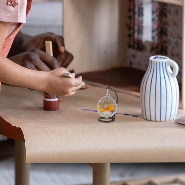 Ibasenice Miniatura casa delle bambole Schaukelstuhl Set - 2 pezzi decorativi in plastica e stoffa