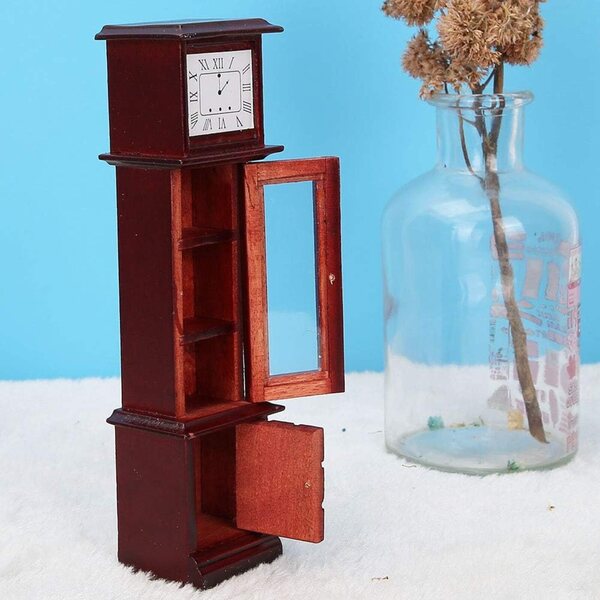 Sonew Orologio a Pendolo Miniatura Vintage in Legno per Case delle Bambole 1/12