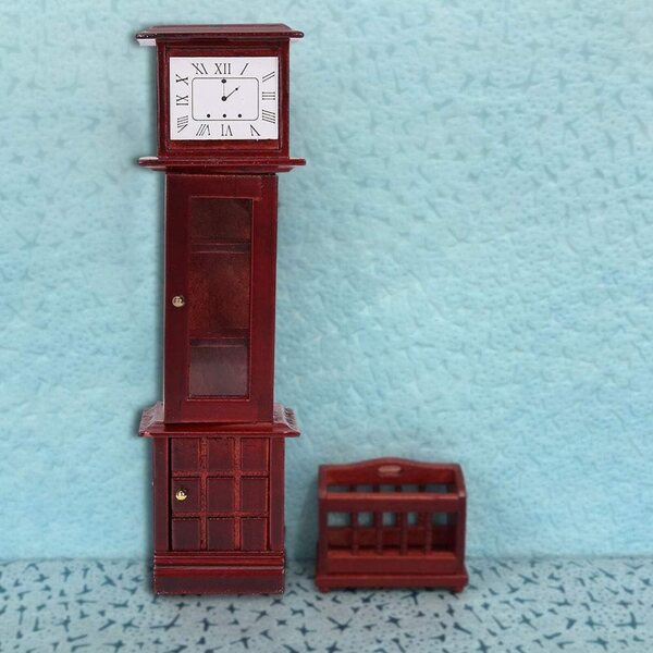 Sonew Orologio a Pendolo Miniatura Vintage in Legno per Case delle Bambole 1/12