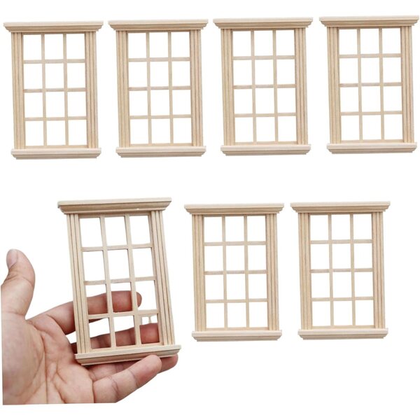 6 Finestre in Legno per casa delle bambole Scala 1:12 Accessori Miniatura per DIY Camera da Letto