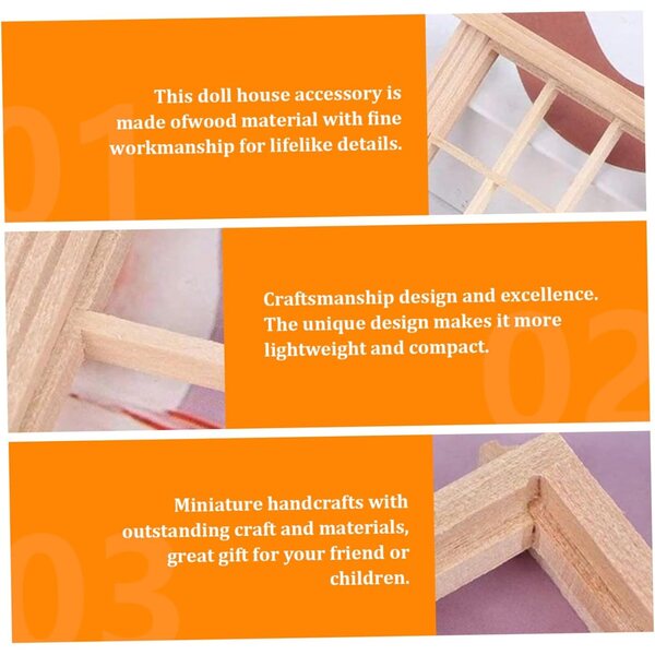 6 Holzfenster für Puppenhäuser, Miniaturzubehör im Maßstab 1:12 für DIY-Schlafzimmer