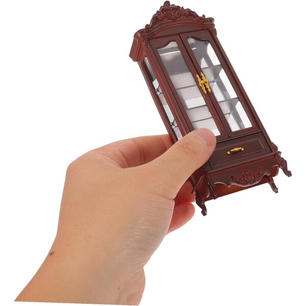 Mobile per casa delle bambole in miniatura con doppie ante in legno per soggiorno e giochi