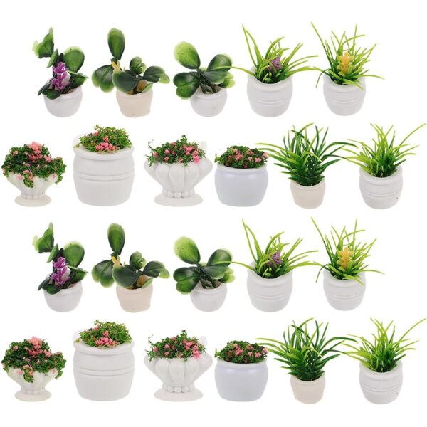 Set 22 Mini Piante Artificiali in Plastica per Decorazioni casa delle bambole e Mini Giardini