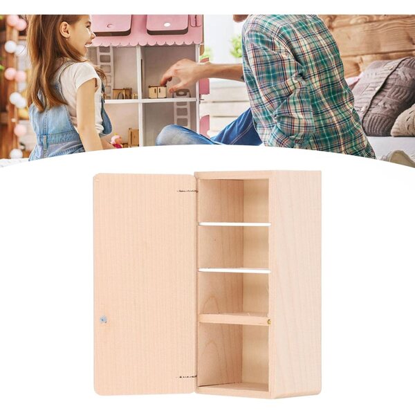 Frigorifero in Miniatura 1/12 in Legno per Casa delle Bambole Realistico e Dettagliato