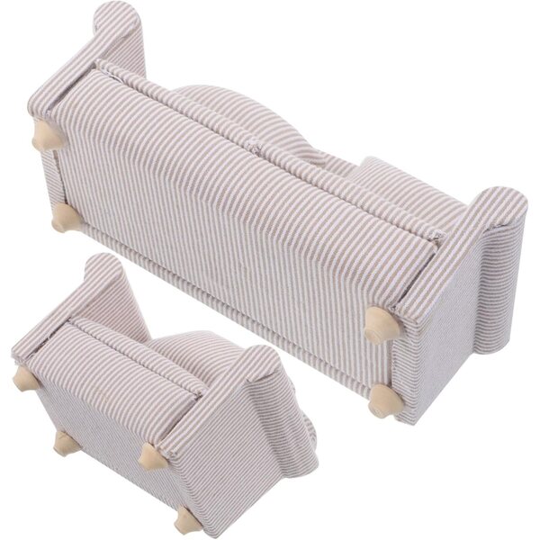 Miniature Set Divano e Poltrona Rosa per casa delle bambole con Cuscini Realistici in Tessuto