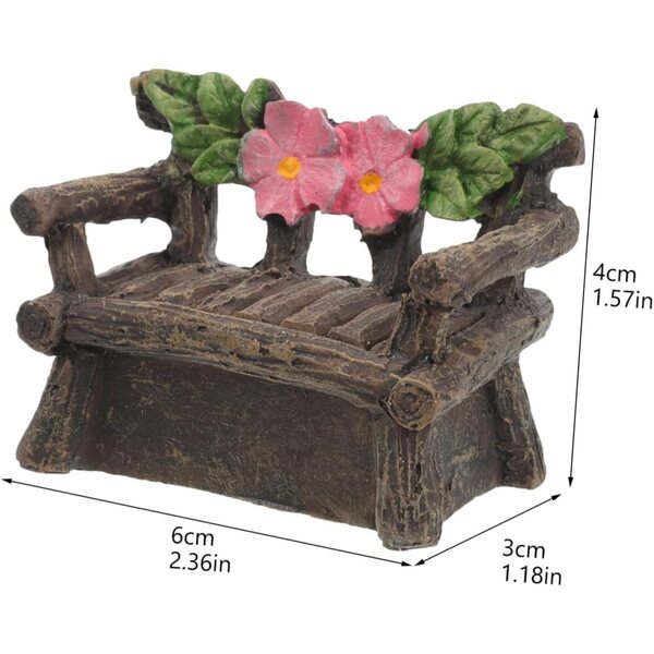 Sedia in miniatura marrone scuro in resina per giardino e casa delle bambole 6x4x3 cm