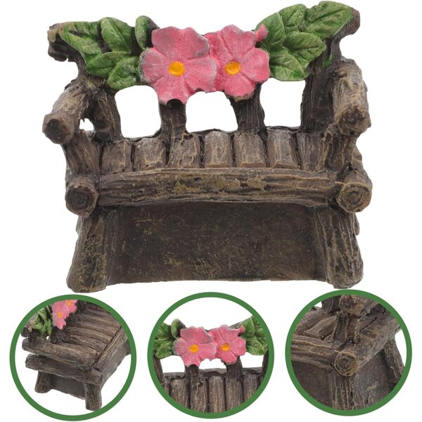 Sedia in miniatura marrone scuro in resina per giardino e casa delle bambole 6x4x3 cm