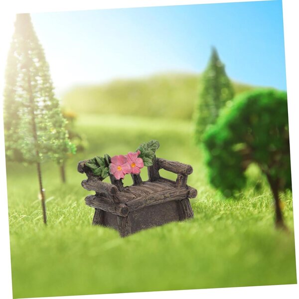 Sedia in miniatura marrone scuro in resina per giardino e casa delle bambole 6x4x3 cm