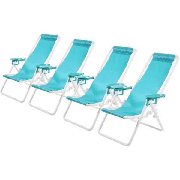 Miniatura 4 sedie pieghevoli da spiaggia per casa delle bambole, decorazione versatile
