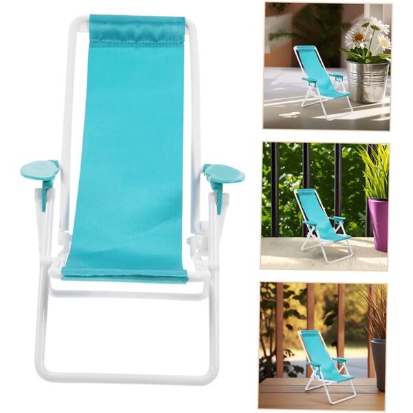 Miniatura 4 sedie pieghevoli da spiaggia per casa delle bambole, decorazione versatile