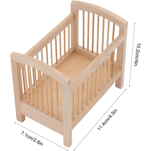 Lettino in miniatura in legno per casa delle bambole scala 1:12, decorazione realistica