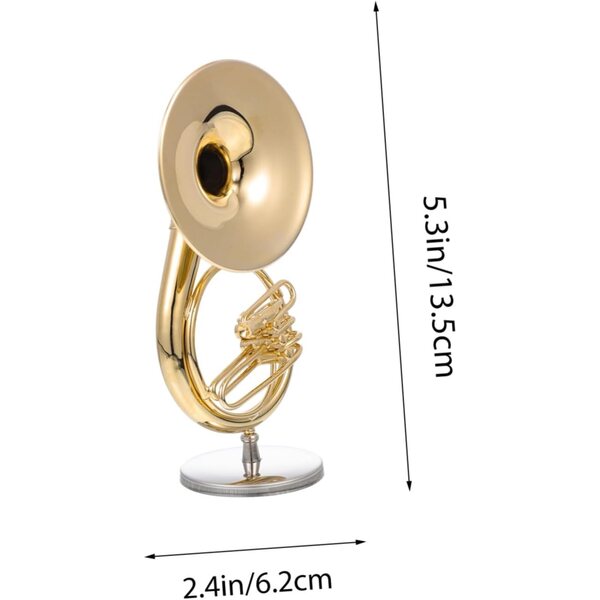 Mini Sousaphone in Rame Dorato Modello Decorativo per Scrivania e Casa