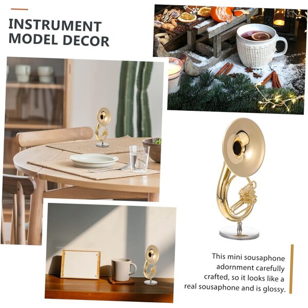 Mini Sousaphone in Rame Dorato Modello Decorativo per Scrivania e Casa