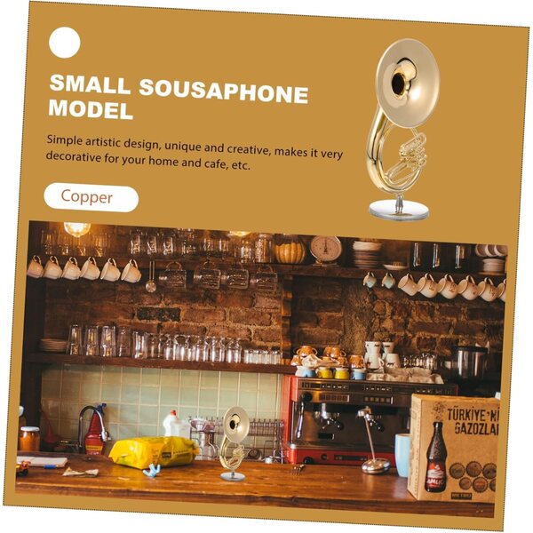 Mini Sousaphone in Rame Dorato Modello Decorativo per Scrivania e Casa
