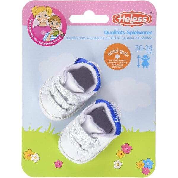 Heless Sneaker bianchi per bambole 30-34 cm con lacci elastici, stile casual