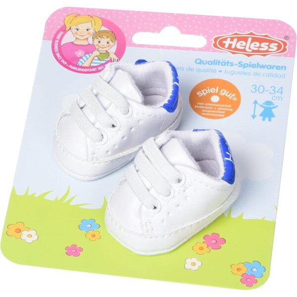 Heless Sneaker bianchi per bambole 30-34 cm con lacci elastici, stile casual
