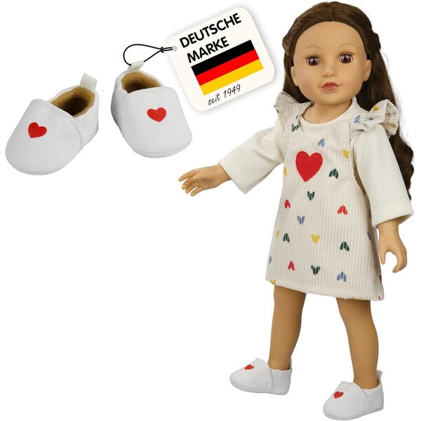 Slipper Bambole con Cuore per Bambole da 38-45 cm, Scarpe Morbide e Facili da Indossare