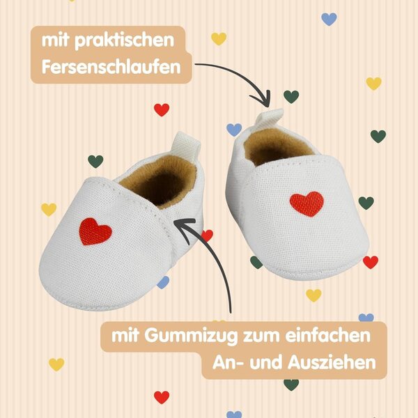 Slipper Bambole con Cuore per Bambole da 38-45 cm, Scarpe Morbide e Facili da Indossare