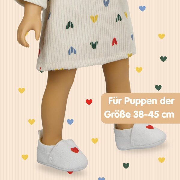 Slipper Bambole con Cuore per Bambole da 38-45 cm, Scarpe Morbide e Facili da Indossare