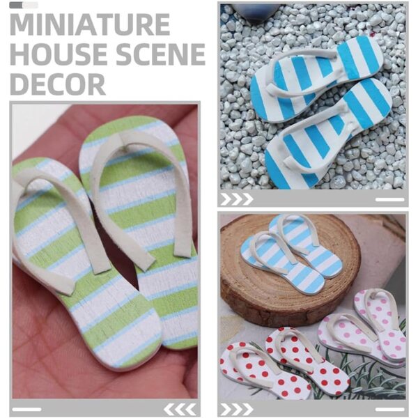 6 paia mini Flip-Flops decorativi per case delle bambole, sandali estivi colorati