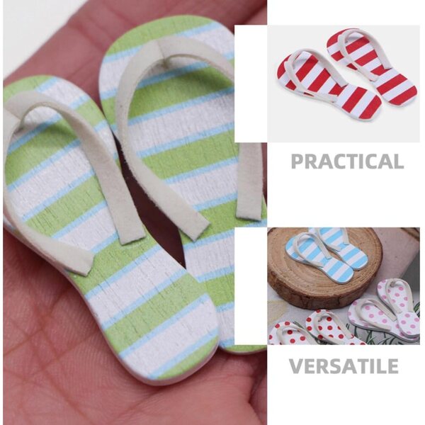 6 paia mini Flip-Flops decorativi per case delle bambole, sandali estivi colorati
