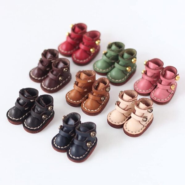 Handgefertigte grüne Lederschuhe für 1/12 BJD OB11 Molly GSC Puppen - AMITD