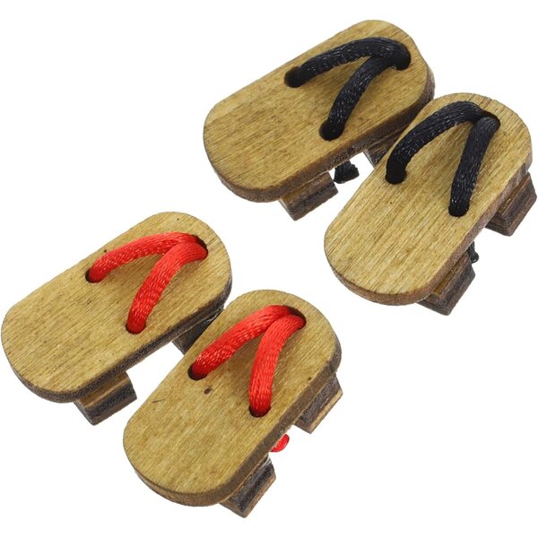 Mini Clogs in Legno per Case delle Bambole - 2 Paia Rosso e Nero Realistici