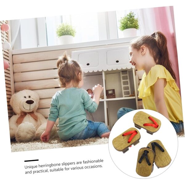 Mini Clogs in Legno per Case delle Bambole - 2 Paia Rosso e Nero Realistici